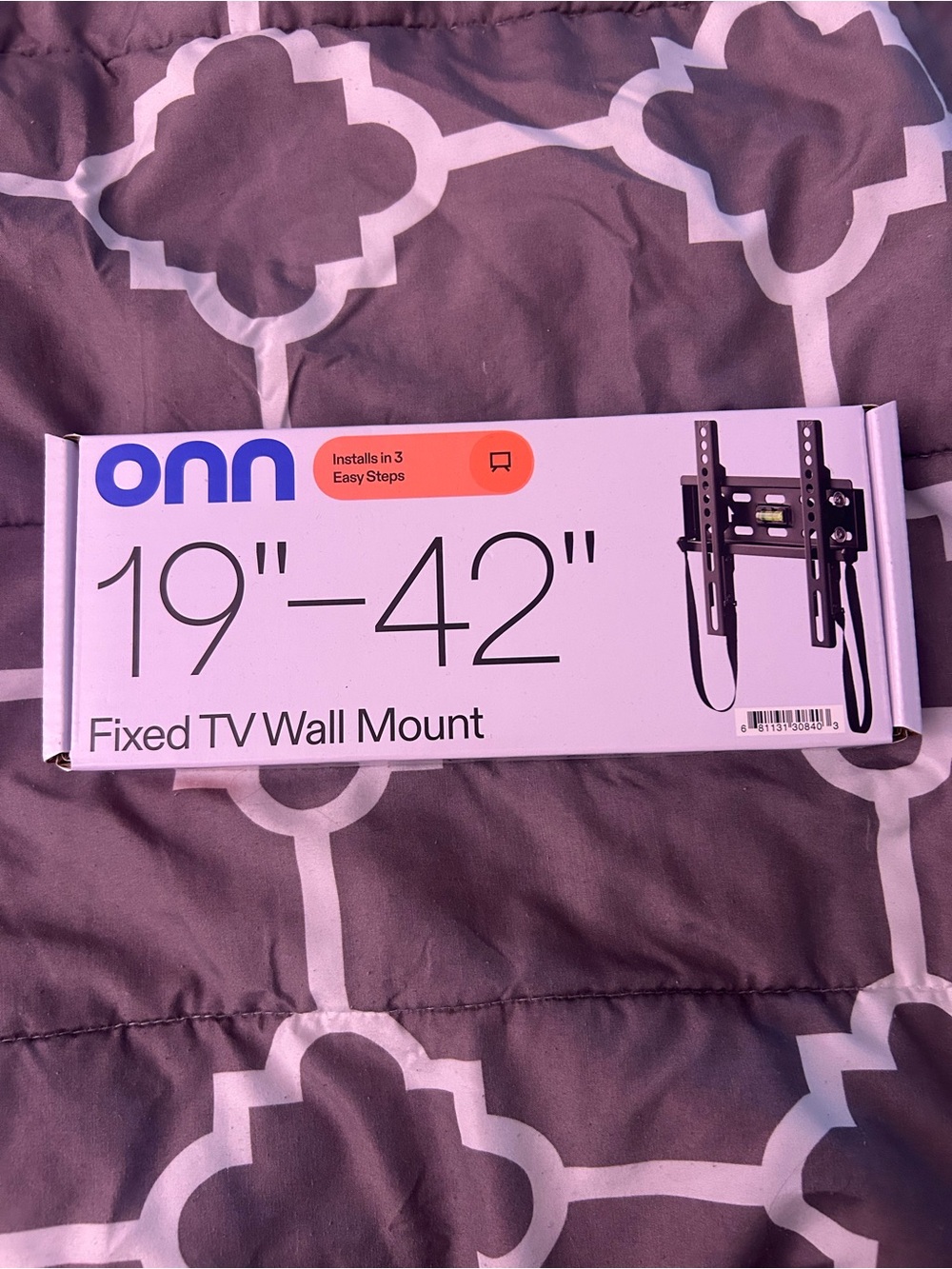 Onn Fixed TV Wall Mount in Black and White Packaging